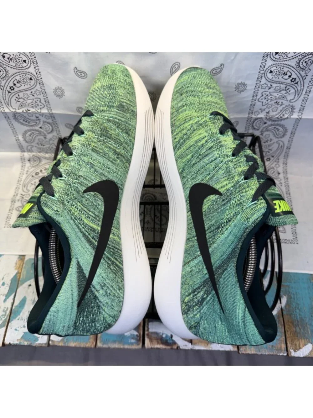 2016 Nike LunarEpic Seaweed/Black Flyknit Running Shoes Mens Size 14 $160.00 EUC